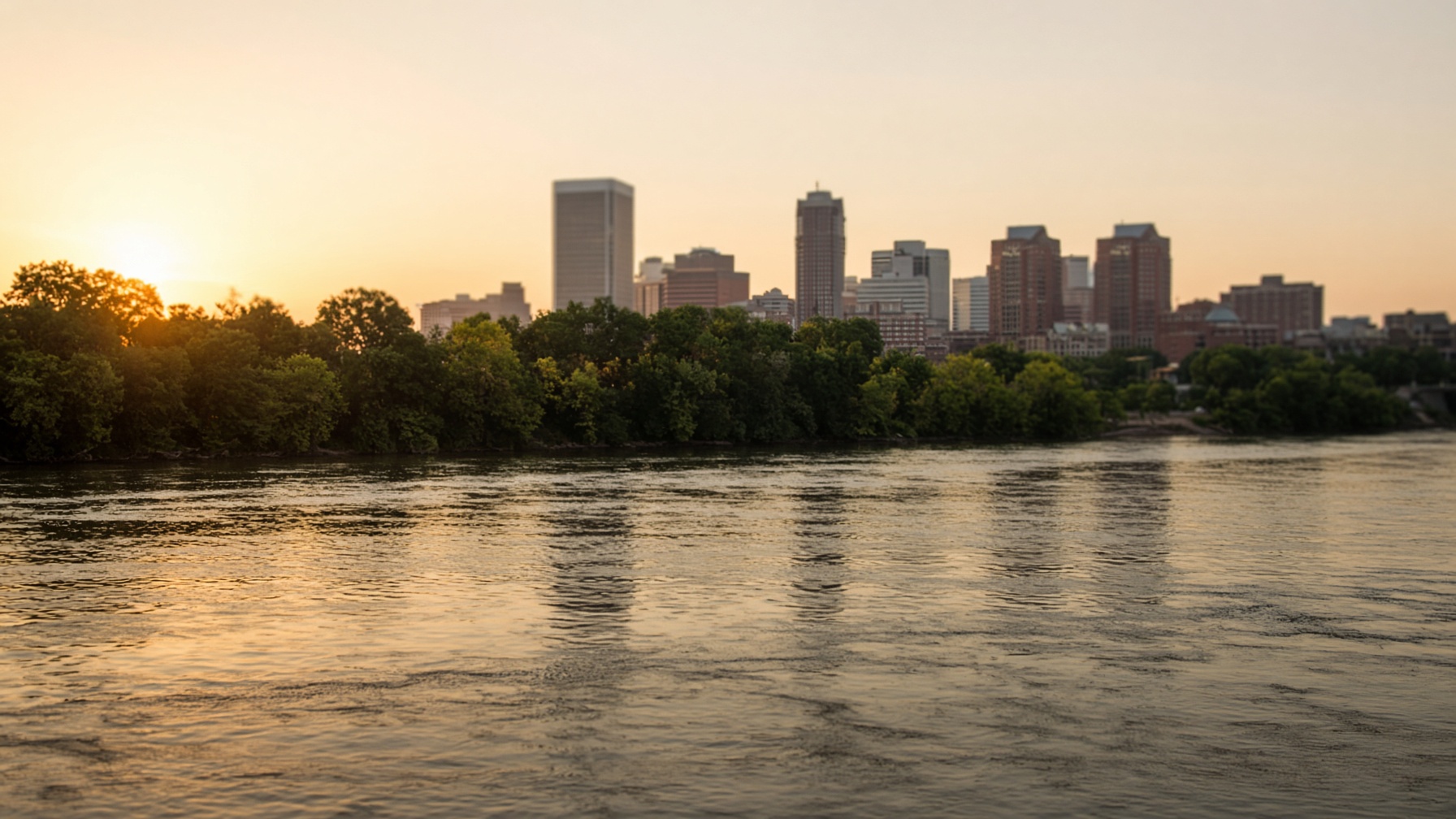 James River in Richmond at golden hour